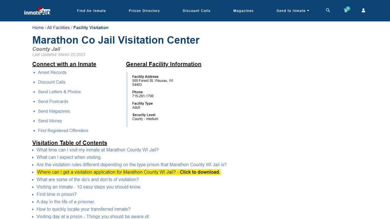 Marathon County WI Jail | Visitation, dress code & visiting hours